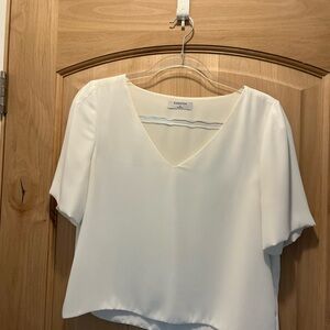 Aritzia Cream V-Neck Blouse